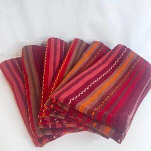 Napkins Set of 6 Colorful Striped Cloth Reusable Dinner Napkins Vibrant Festive